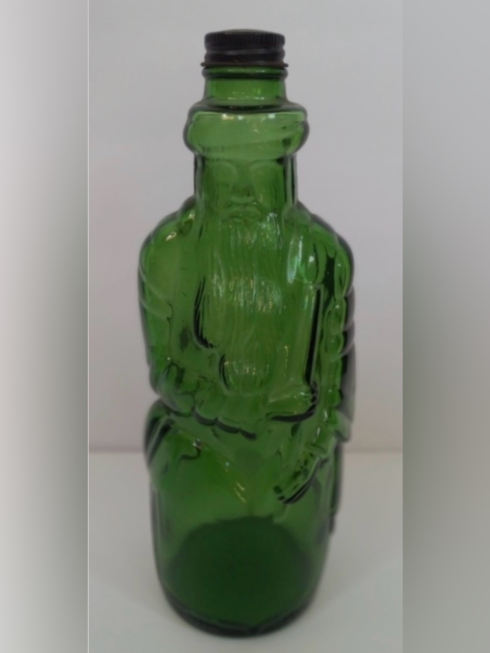 Vintage Moses Figure Bottle Poland Spring Distilled Dry Gin Alcohol Green Maine